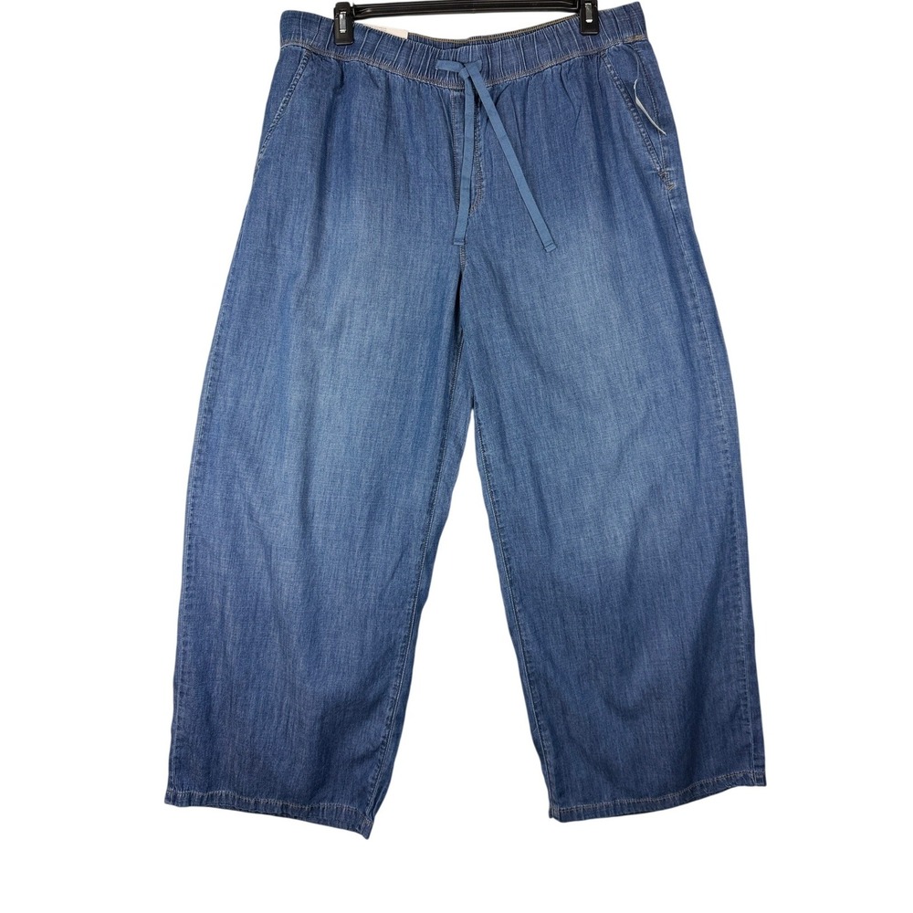 Nine West XXL Lightweight Denim Wide Leg Pants Dark Wash Blue SDNWB3326 NWT